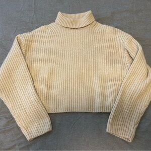 H&M Cream Ribbed Cowl Neck Sweater